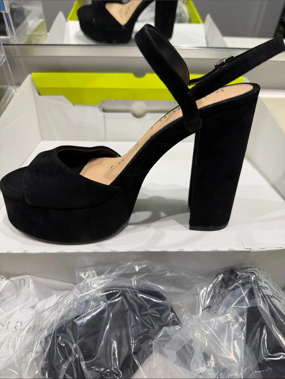 Gianni Bini Black Suede Platform Block-Heel Sandals